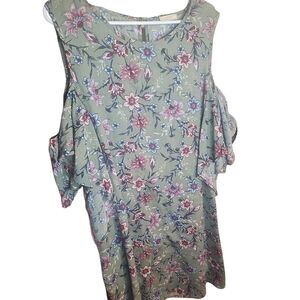 ODDY Floral Midi Dress in Green and Pink